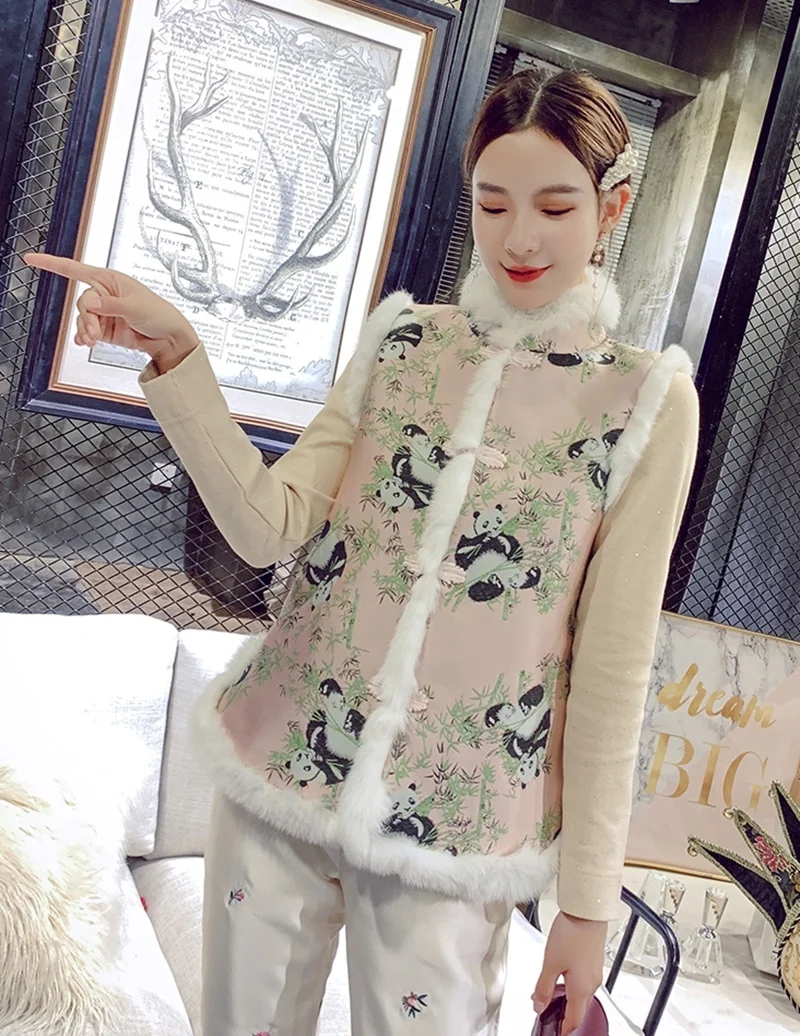 Китайский стиль, зимний женский жилет, без рукавов, пальто, Qipao, жилет, свободный, в винтажном стиле, теплый, мягкий жилет, хлопок, новинка, жилет, Femme, TA2142