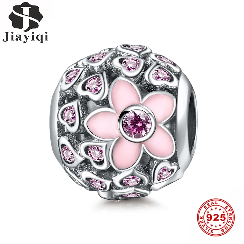 Женский браслет из серебра 925 пробы с розовым фианитом|Бусины| |