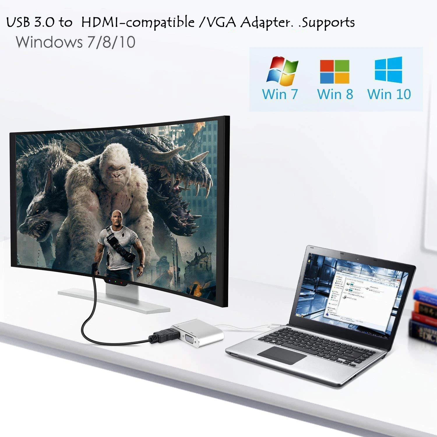 Адаптер VGA совместимый с USB3.0 и HDMI 4K HD 1080P многоэкранный 2-в-1 переходник USB на