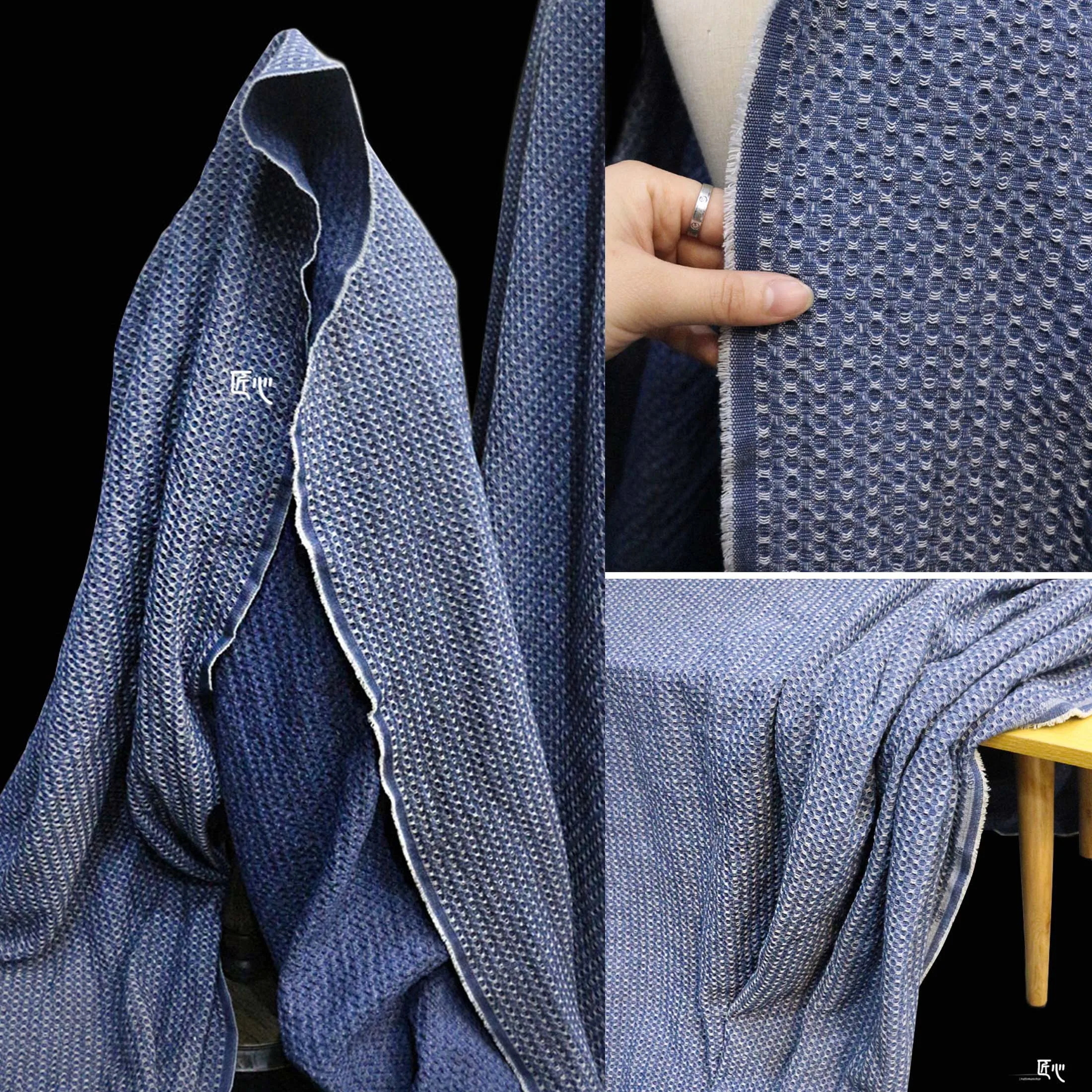 

Three-Dimensional Texture/Creative Honeycomb Concave-Convex Reconstruction Denim Jacket Washed Jacquard Original Designer Fabric