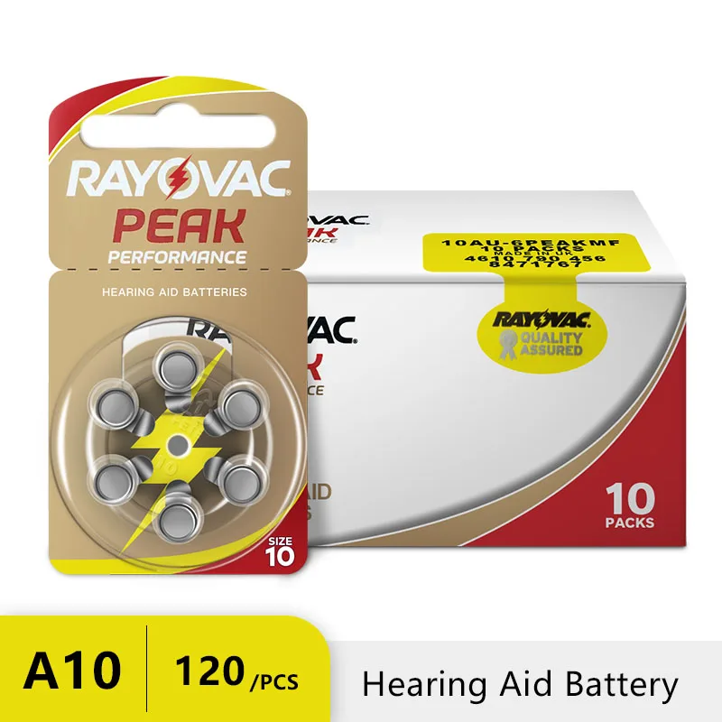 120 шт. батарейки для слуховых аппаратов Rayovac Peak A10 10A ZA10 10 S10 60 | Электроника
