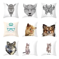 3d cute animal series printing decorative pillowcase polyester peachskin cushion cover throw pillow sofa decoration pillowcover