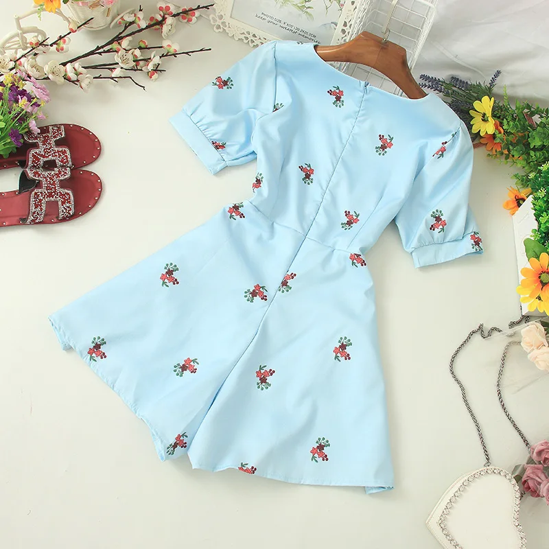 Joinoyuth V-neck Button Floral Printed Playsuits Short Sleeve Women Rompers 2020 Summer High Waist Slim Wide Leg Bodysuits 57856 | Женская