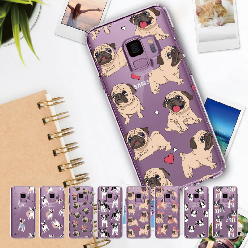 

Cute Puppy Pug Bunny French Bulld For Samsung Galaxy Note 8 9 10 S8 S9 S10 S20 Plus Soft TPU Slim Protective Clear Case