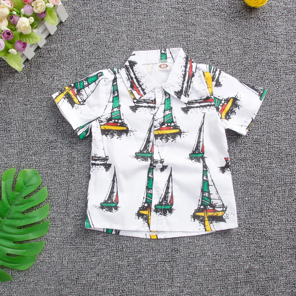 Детская футболка в полоску с принтом лодки для малышей девочек и мальчиков топы