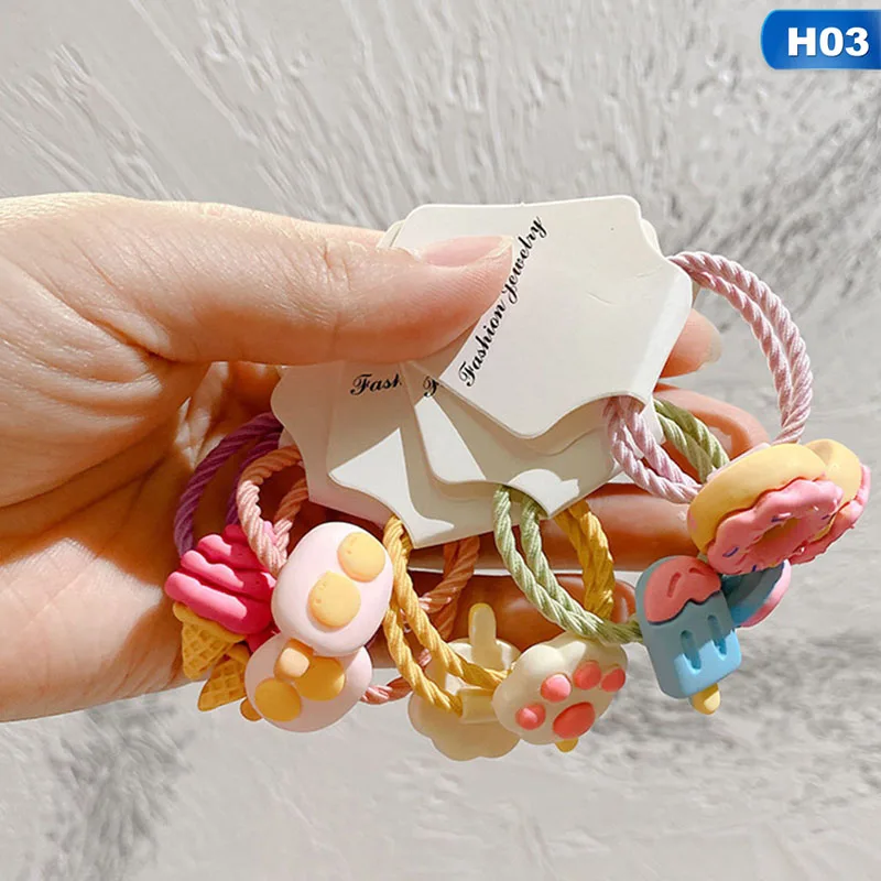 

10Pcs/pack Children's Headband Headwear Korean Style Cartoon Animal Girl Rubber Hair Band Hair Braiding Tools Accessories