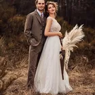 Женское свадебное платье It's yiiya, белое кружевное платье до пола без рукавов с V-образным вырезом на лето 2019