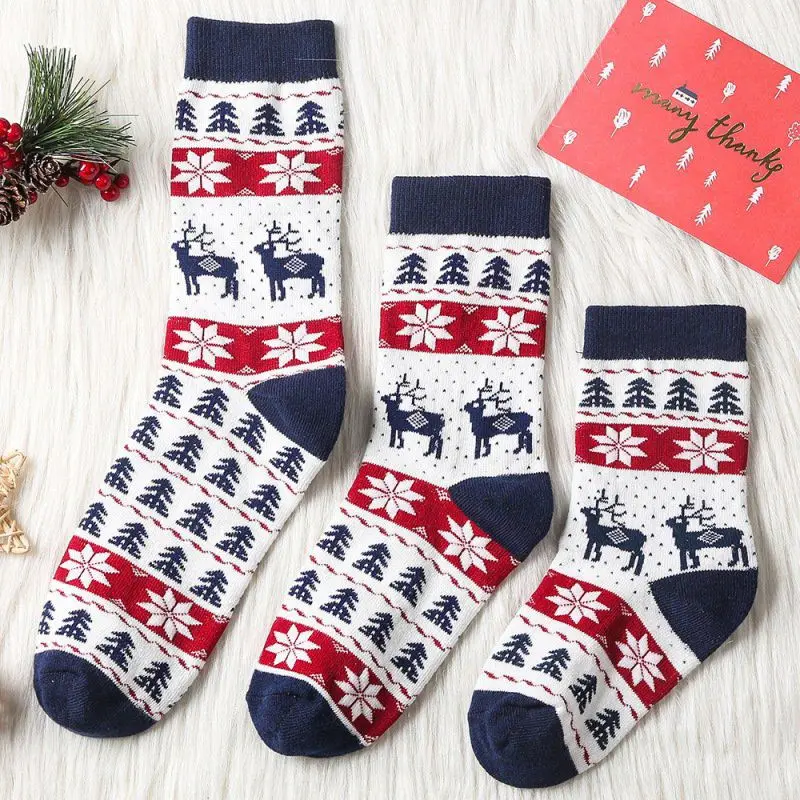 New Arrive Parent-child Socks Printed Unisex Adult Men Women Kids Long Cotton Socks Family Matching Christmas New Year Socks