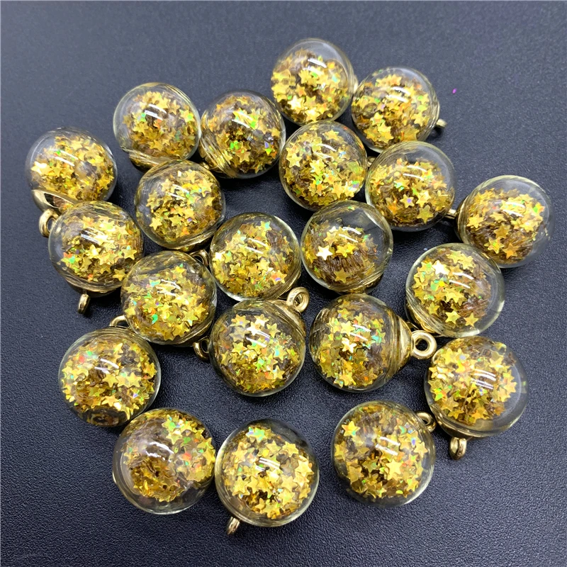 5 шт. 16 мм цветные прозрачные стеклянные шариковые Подвески в виде звезд для