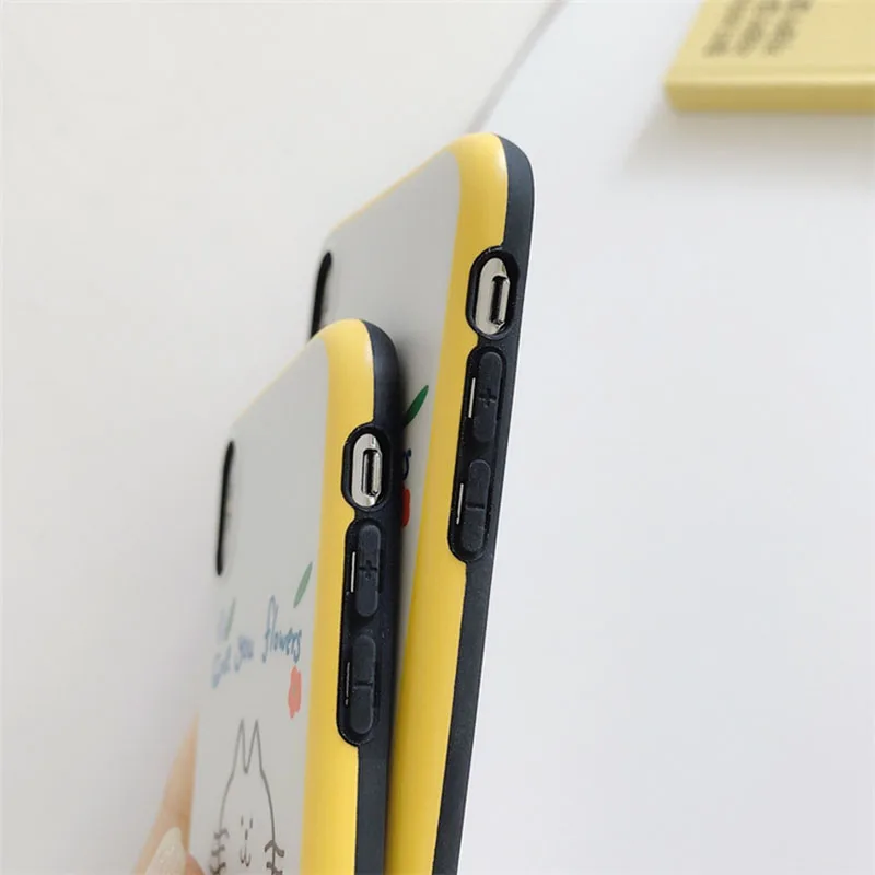 Милый белый чехол для телефона с изображением кота из мультфильма iPhone 6 6s 7 8 Plus X Xs