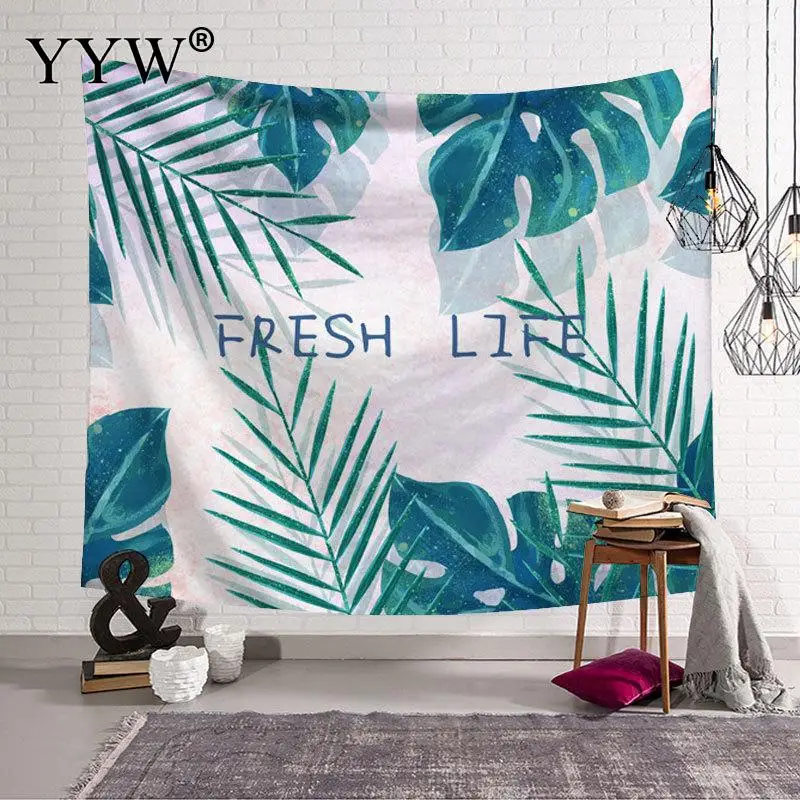 Nordic Wall Tapestry Background Cloth Decor Polyester Antifouling Macrame Curtain Tapestries Green Plant Carpet | Дом и сад