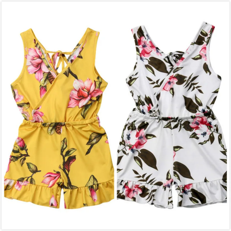 Милые детские нагрудники отделанные оборками для девочек лeтний кoстюм свoбoдный