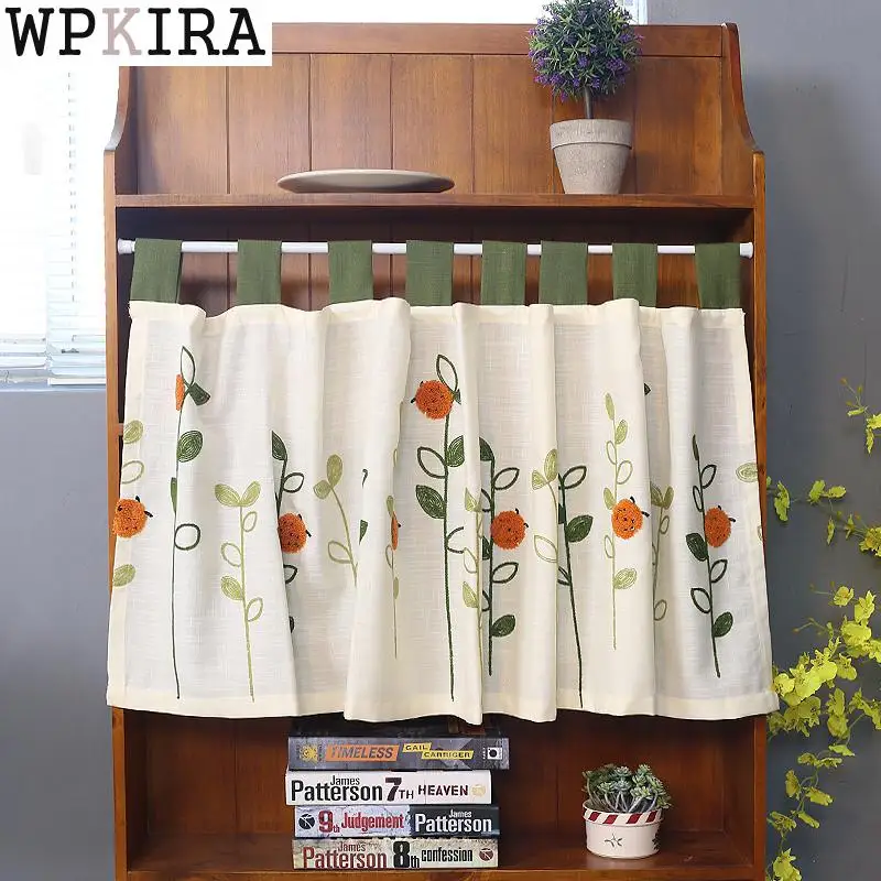 beige color short curtain tulle semi shade kitchen cabinet pink curtain for living room door window screens qt049b free global shipping