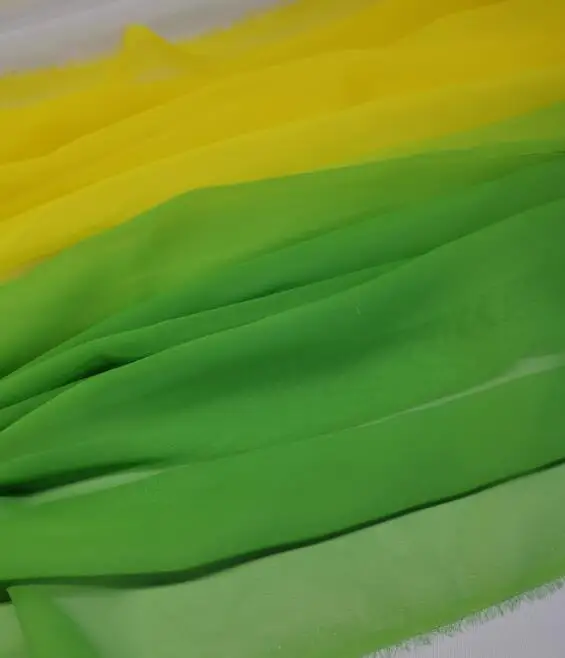 Greem-Yellow Омбре шифоновая ткань тонкая мягкая цветная струящаяся бронзовая дышащая ткань для платья 100 см* 150 см - Цвет: Greem-Yellow