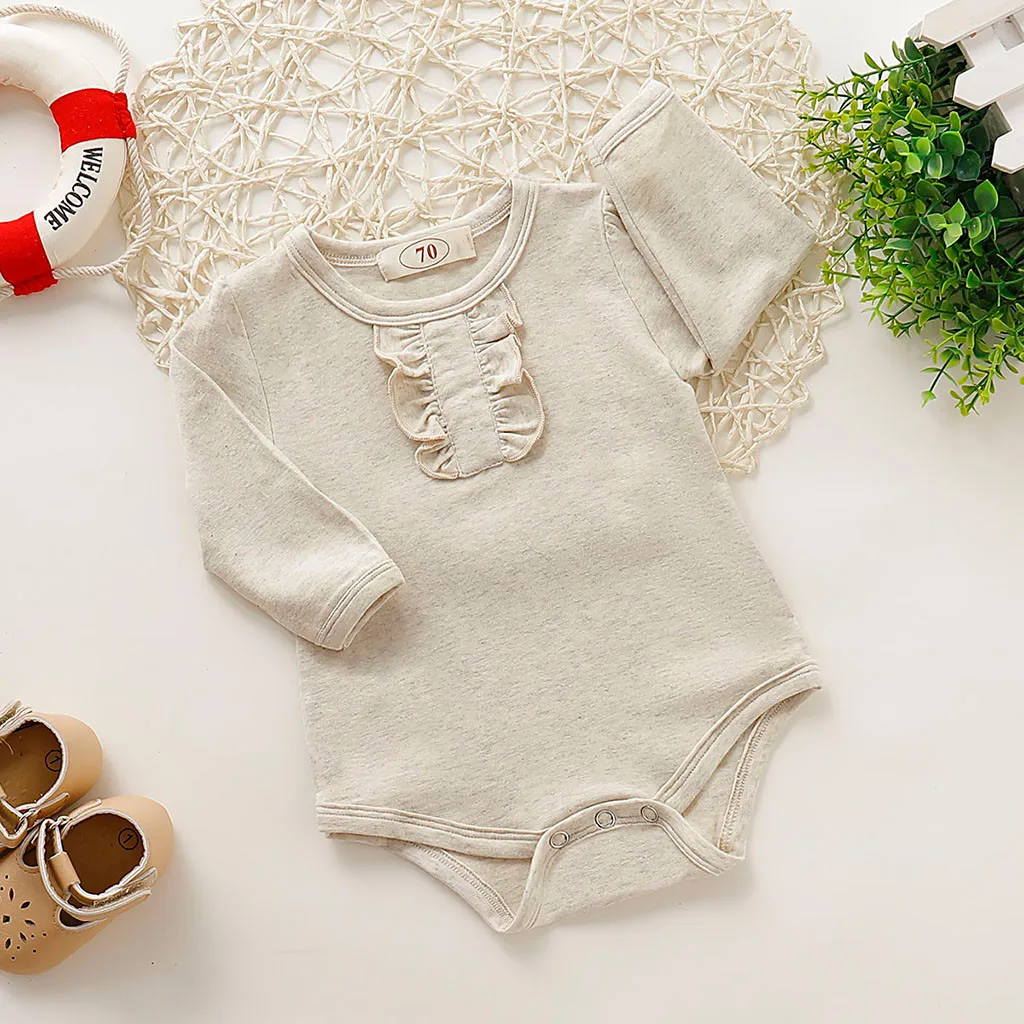 Autumn Baby Romper Infant Boys&ampGirls Long Sleeve Solid Striped Print O-Neck Clothes Roupas Kids Cotton Clothing 3M-18M | Мать и