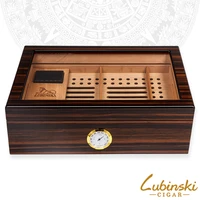 cohiba cedar wood glass display cigar tobacco humidor case cigarette holder with lock wood storage box hygrometer humidifier