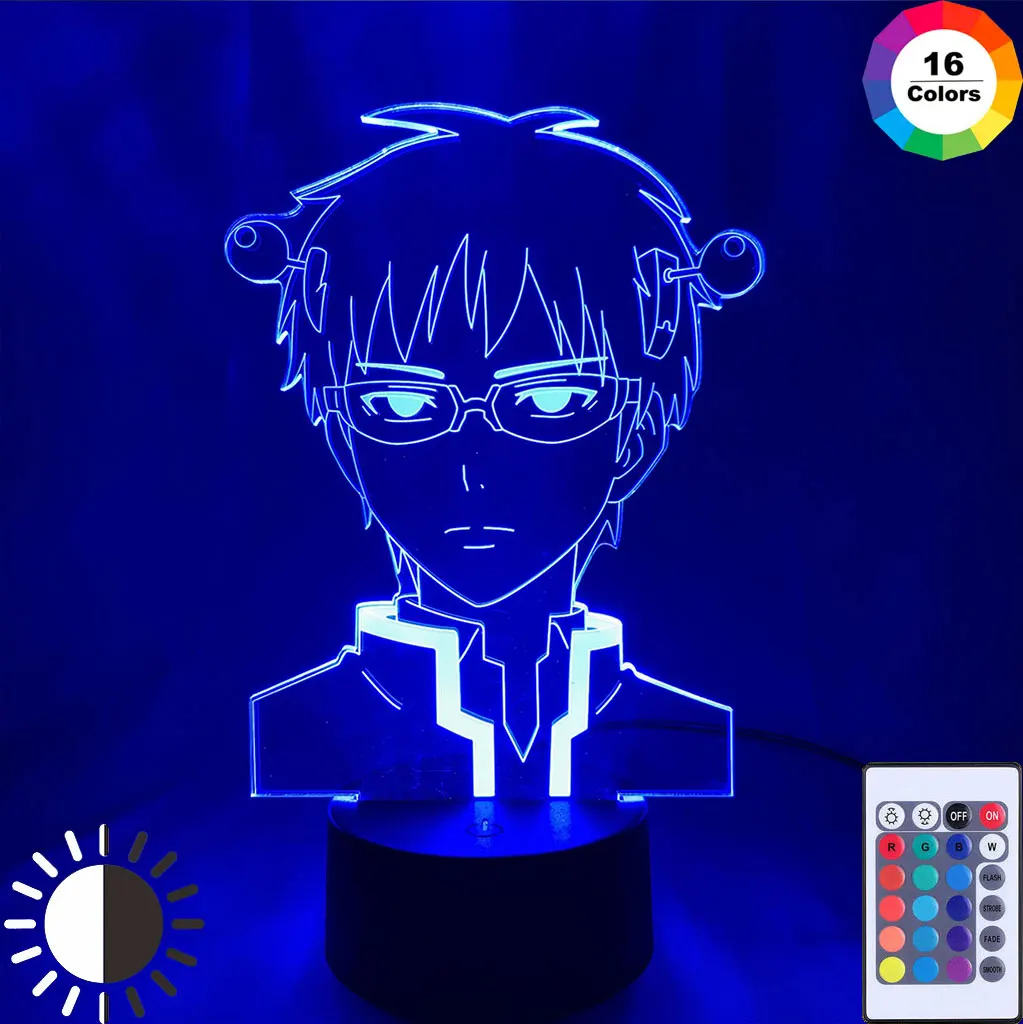 

3D Anime Light The Disastrous Life of Saiki K LED Night Light for Bedroom Decoration Colorful Nightlight Anime Gift Lamp Saiki K