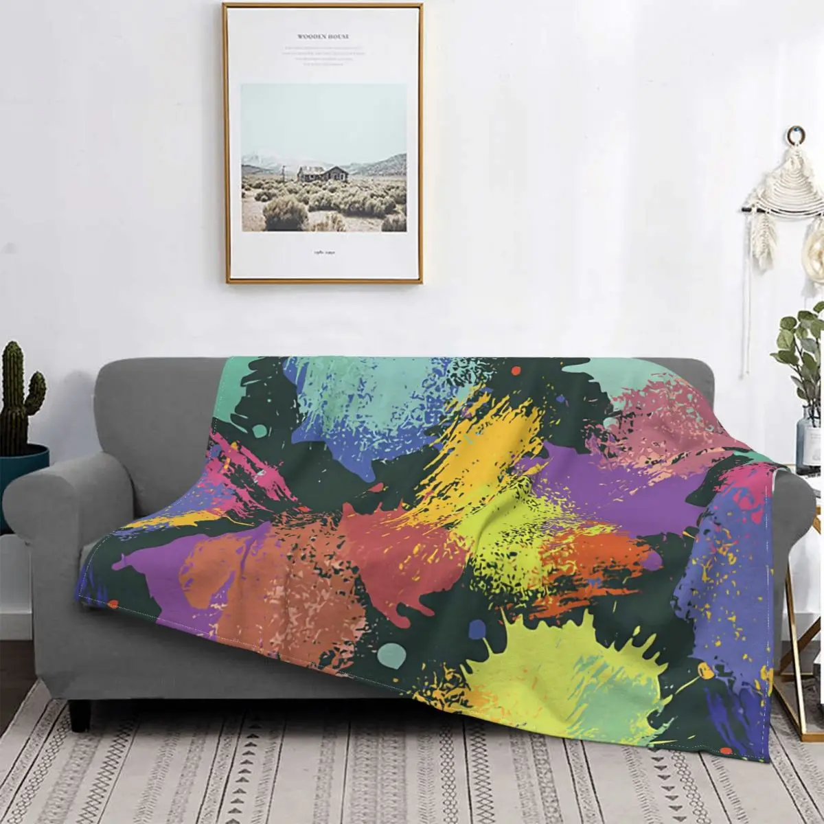 

Мягкое портативное фланелевое одеяло в клетку, с принтом