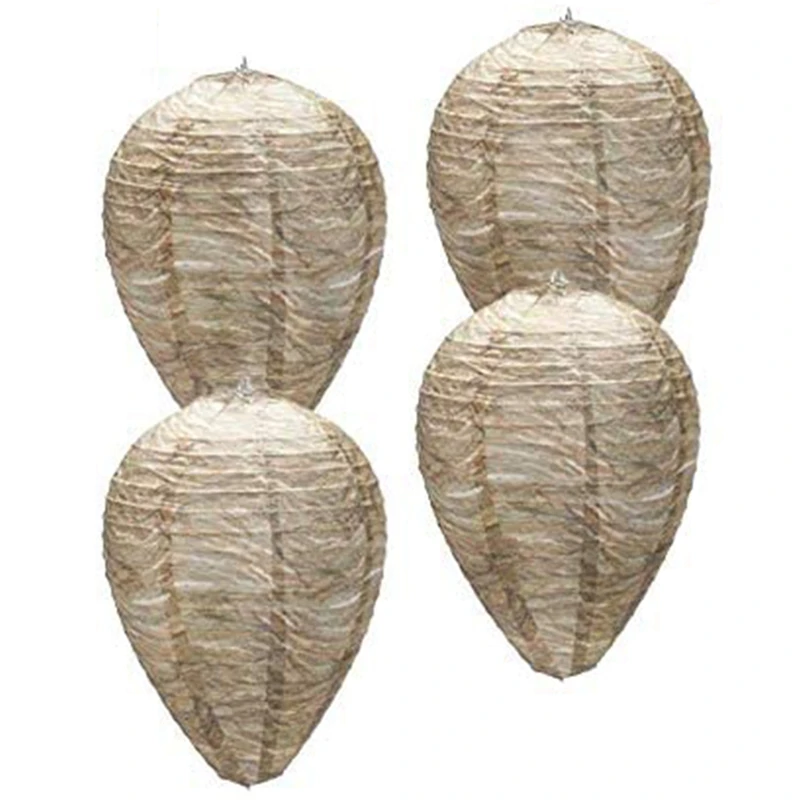 

4PCS Wasp Nest,Decoy Hanging Fake Wasp Nest Paper Decoy Safe Fake Trap Effective Eco Friendly Paper Wasp Nest For Garden