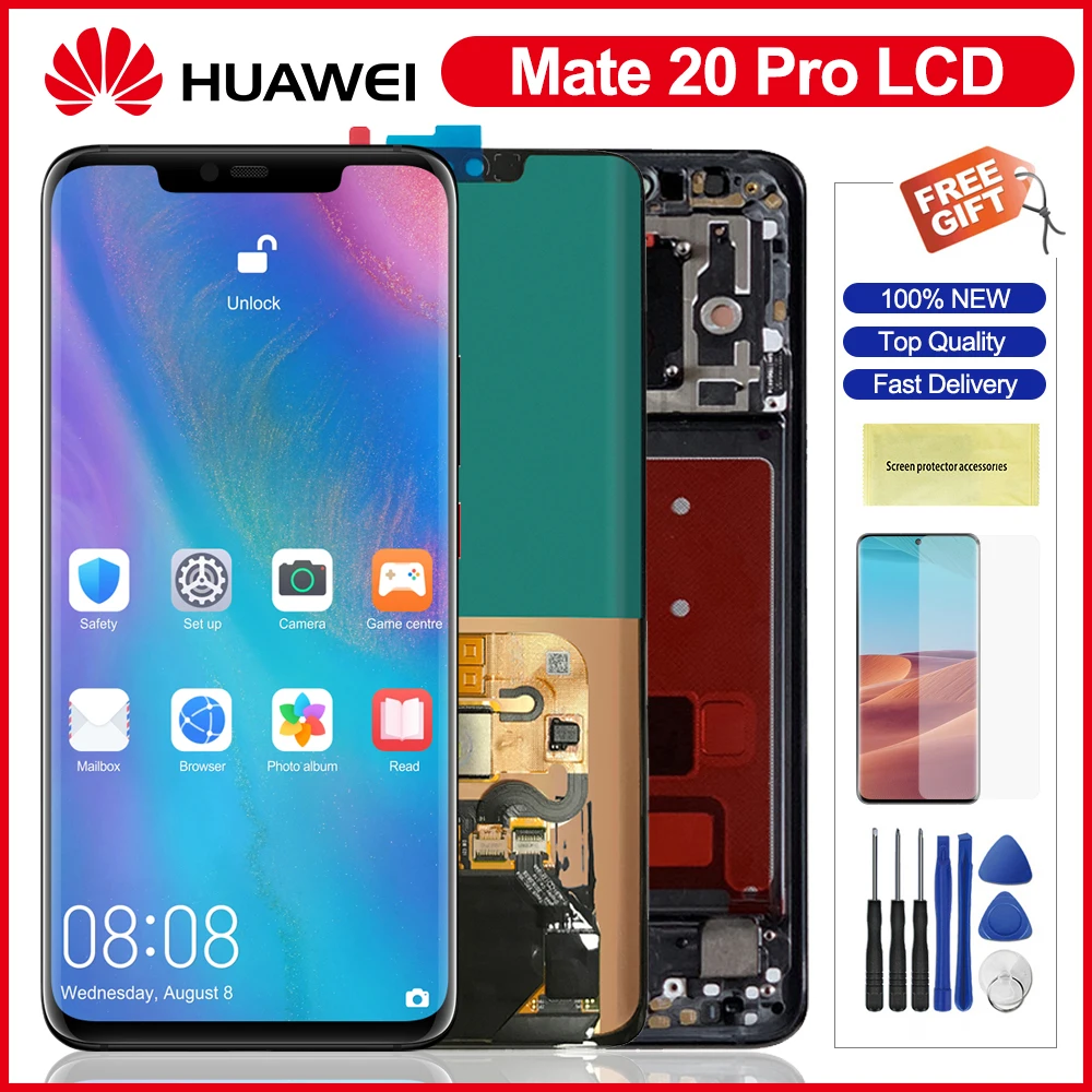 ЖК дисплей 6 39 дюйма для Huawei Mate 20 Pro сенсорный экран дигитайзер с отпечатком пальца