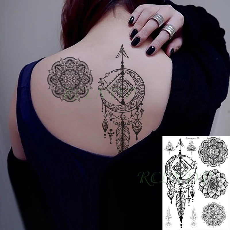 

Waterproof Temporary Tattoo Sticker Dreamcatcher Feather Fake Tatto Flash Tatoo Back Leg Arm Art for Girl Women Men