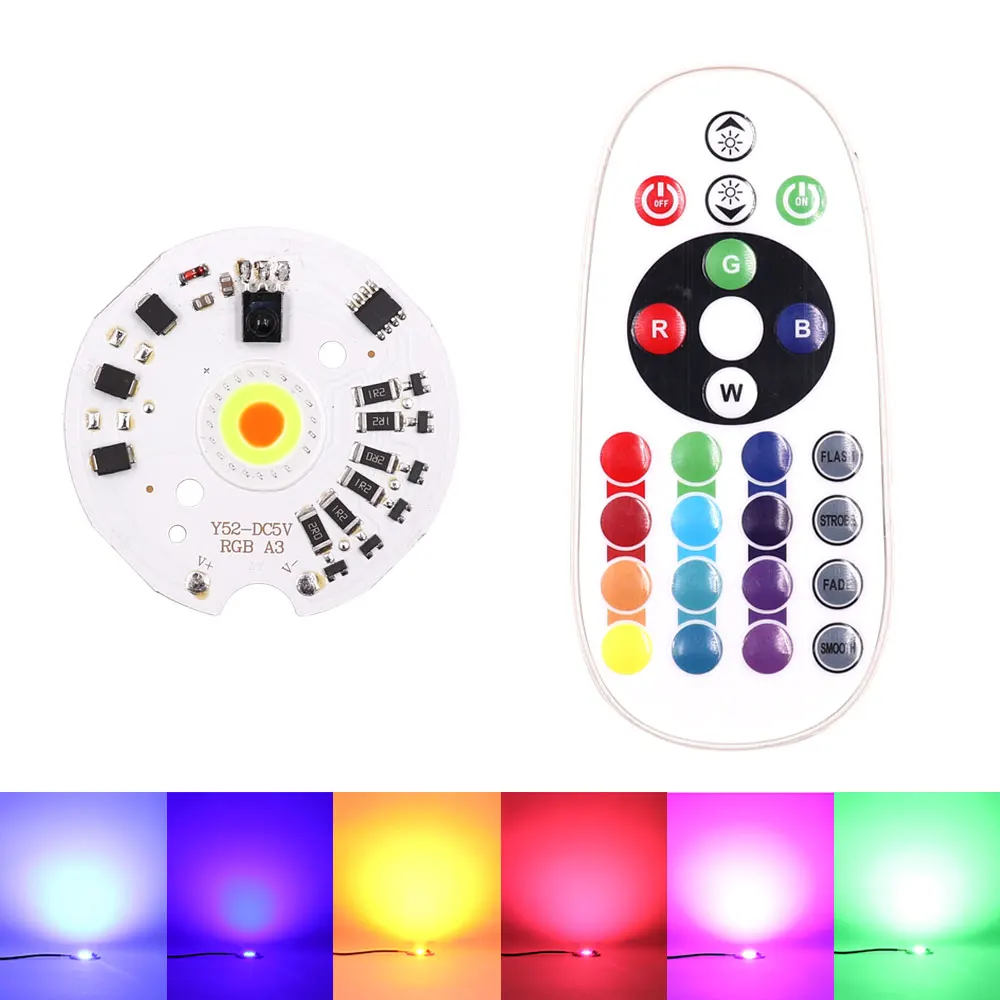 Круглая светодиодная RGB лампа с COB матрицей 52 мм 5 В дистанционным управлением