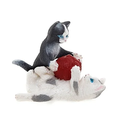 2 playing kittens Настоящий зоопарк, джунгли, Животные фермы, модель серии 2, петух, коза, утка, Выдра, детские развивающие игрушки для детей, подарок - Цвет: 2 playing kittens