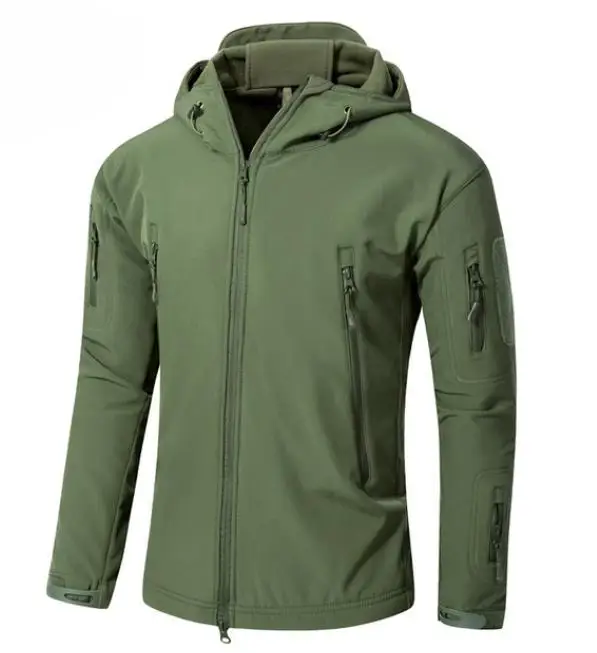 Men Woodland Digital Camouflage Jackets Outdoor Waterproof Windproof Coats Military Warm Fleece Tactical Softshell Jacket - Цвет: Зеленый