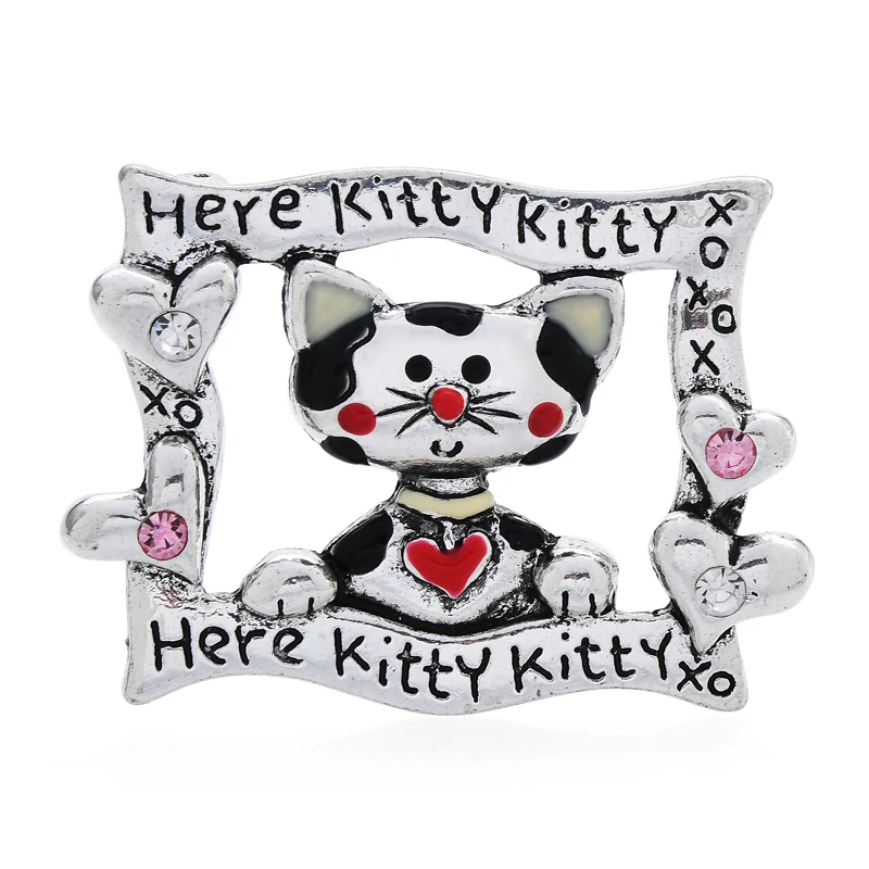 

Wuli&baby Vintage Kitty Cat Brooches For Women Men Lovely Frame Pet Animal Brooch Pin Gifts
