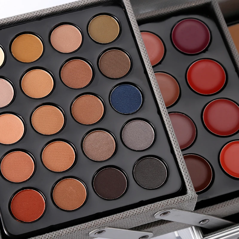 Набор палетки для макияжа Miss Rose матовые мерцающие тени век пудра лица губная