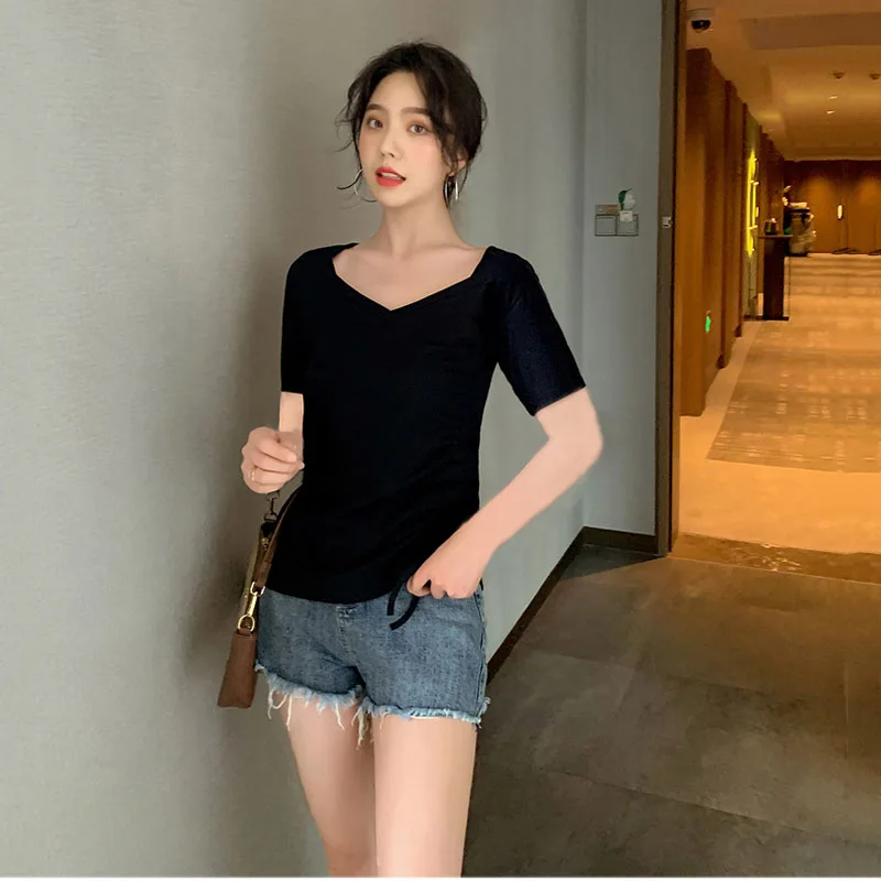 Короткий рукав 2021 Новая женская повседневная одежда из хлопка для похудения