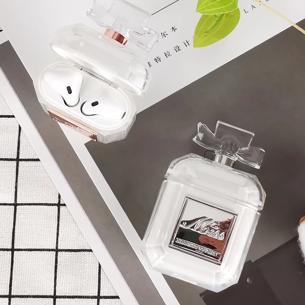 Силиконовый чехол, флакон духов, два цвета, для Airpods 2 1, защитный чехол для наушников, роскошный противоударный и прозрачный мягкий чехол из ТПУ