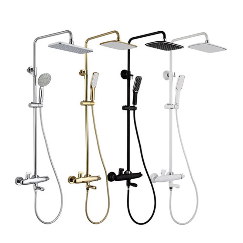 Смеситель для душа с большим тропическим душем золотистый душевой набор и черный