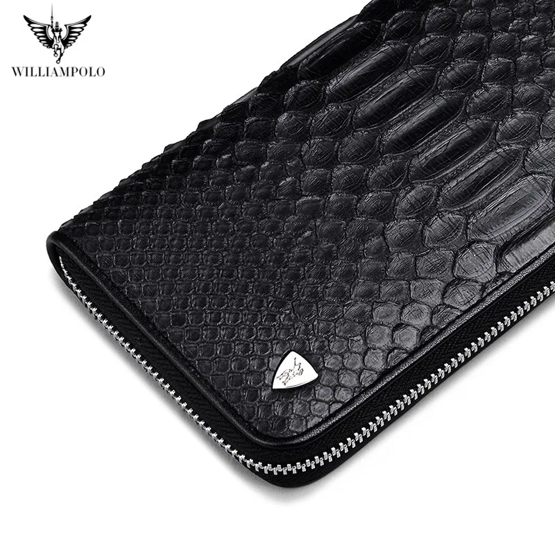 

Роскошный бренд 100%, модные деловые мужские кошельки с узором под змеиную кожу аллигатора, длинный черный мужской кошелек на молнии, мужской ...