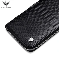 luxury brand 100 snakeskin alligator pattern fashion business men wallets long black zipper mens purse male men wallet bag new