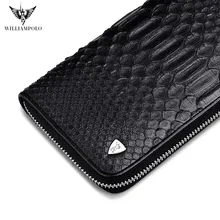 Luxury Brand 100% Snakeskin Alligator Pattern  Fashion Business Men Wallets Long Black zipper Mens Purse Male Men Wallet Bag NEW
