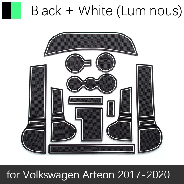 White Luminous Противоскользящие резиновые чашки подушки двери паз коврик для VW Arteon Volkswagen R Line Passat CC~ аксессуары коврик для телефона - Название цвета: White Luminous