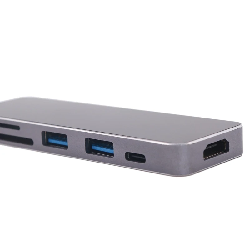 

6 In1 Type-C Docking Station Adapte USB3.0 Efficient Transmission 4K HD Cable HDMI 2 USB 3.0 Ports, for PC Laptop