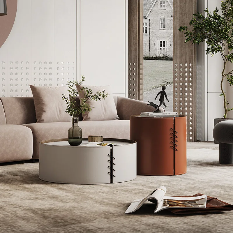 

Круглый кофейный столик, комбинированный кофейный столик в скандинавском стиле для гостиной, креативный размер, круглый журнальный столик,...