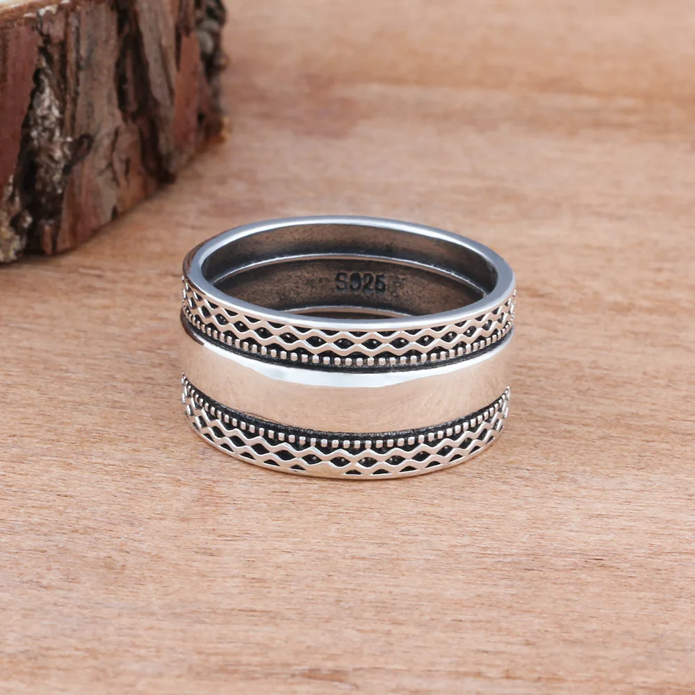 

MFY Thai Silver Color Corrugated Cross Circle Unisex Rings For Men Women Finger Engagement Party Fashion Jewelry Whole Sale