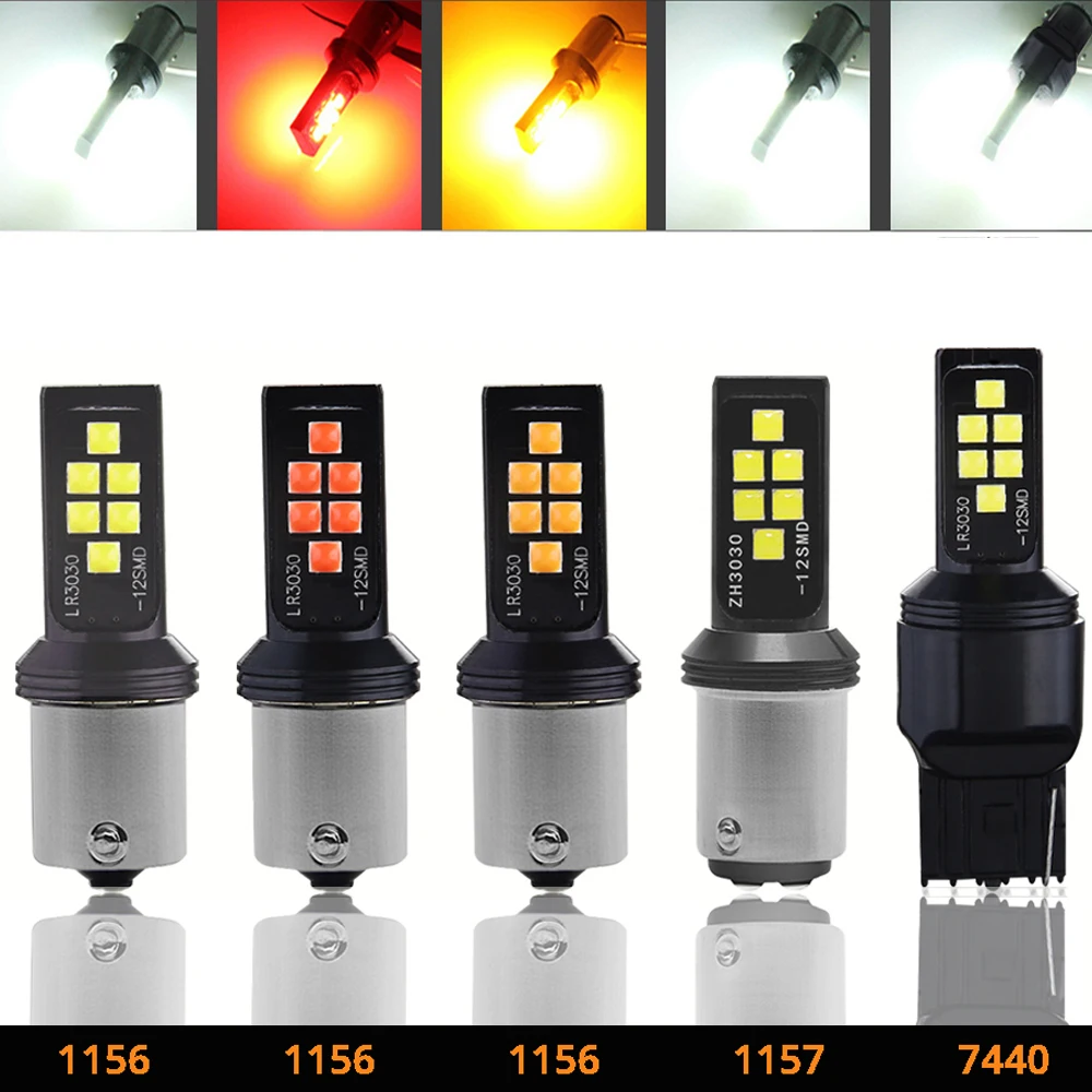 

1PCS 1156 1157 7440 P21w 12LED Car Reserve Lamp Auto Styling Accessories Brake Light Turn Signal Bulbs 12V License Plate Lights