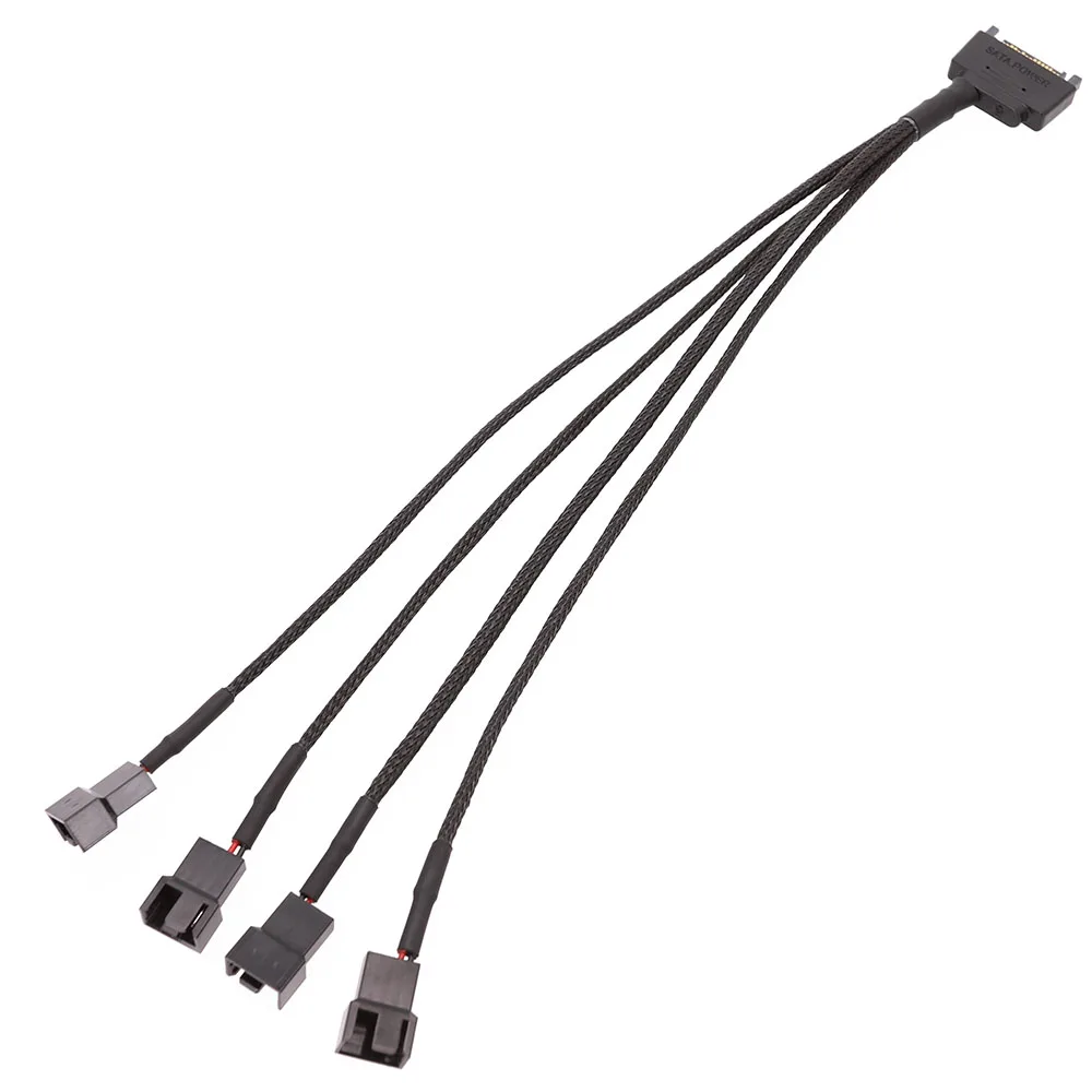

5pcs SATA 15Pin fan cable 1 to 4 sata15 pin to 3pin/4pin fan cable adapter 30cm extension line no PWM/speed test function