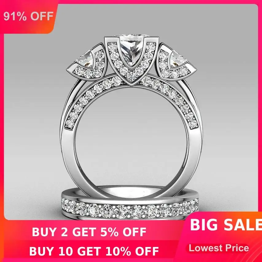 Женский набор обручальных колец choucong из серебра 925 пробы с 3 камнями 8ct 5А