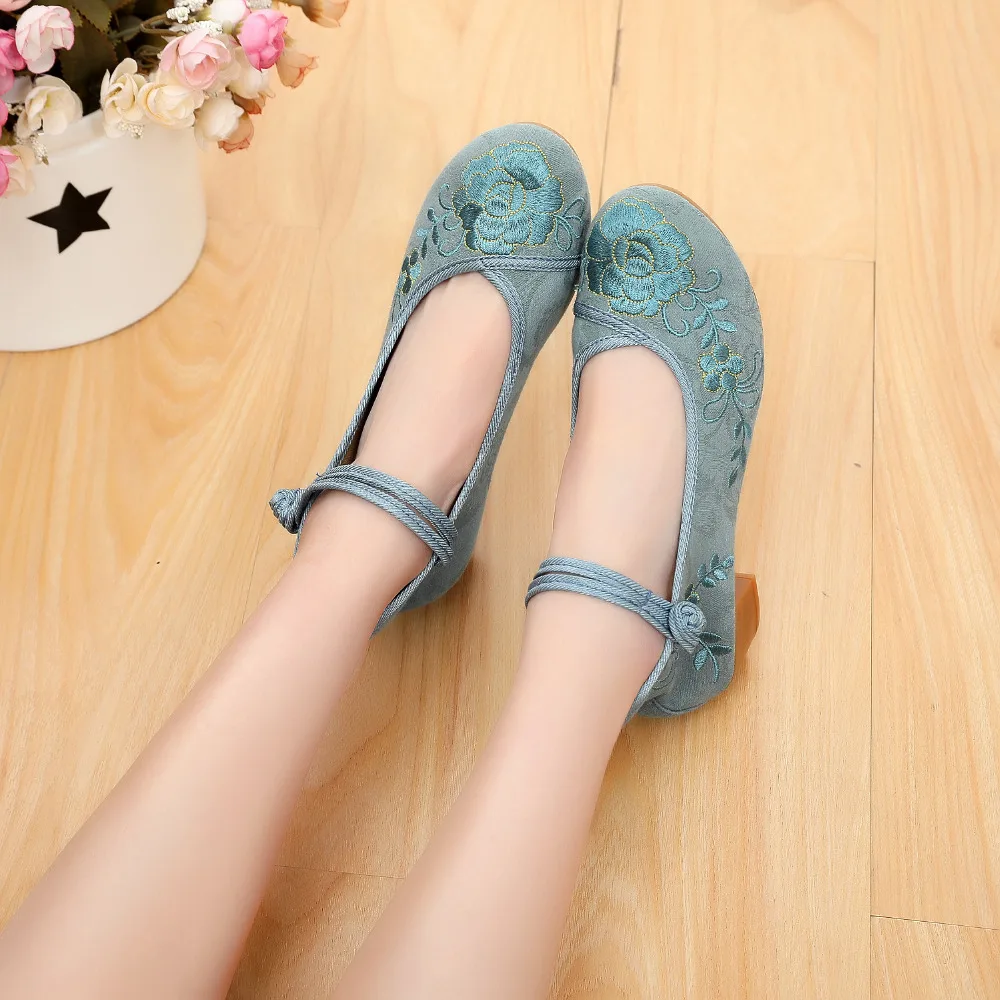 Veowalk/жаккардовые Хлопковые женские туфли с вышивкой на среднем каблуке 4 см