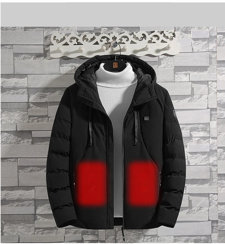 

Мужская хлопковая куртка с капюшоном, куртка с длинным рукавом и подогревом, с электроаккумулятором и USB-зарядкой, уличная одежда с постоянн...