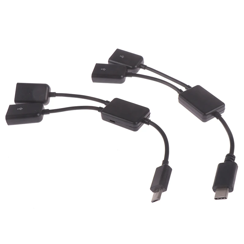 Переходник с Micro USB / Type C на 2 OTG двухпортовый концентратор y разветвитель для