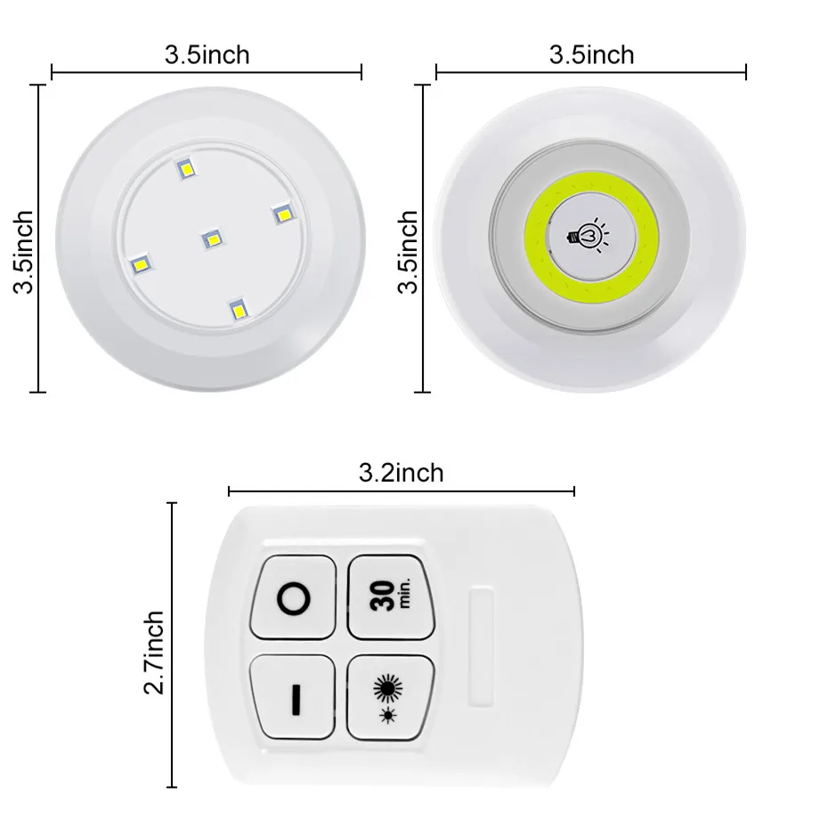 Stick On Dimmable Mini LED Under Cabinet Lighting Battery Operated Closet Wall Lamp with Remote Control Kitchen Night Light | Лампы и