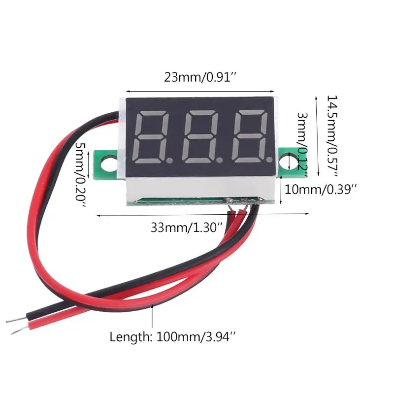 

0.36" Digital Voltmeter DC 4.5-30V 2 Wires Red LED Mini Display Module Display Panel Voltage Meter New