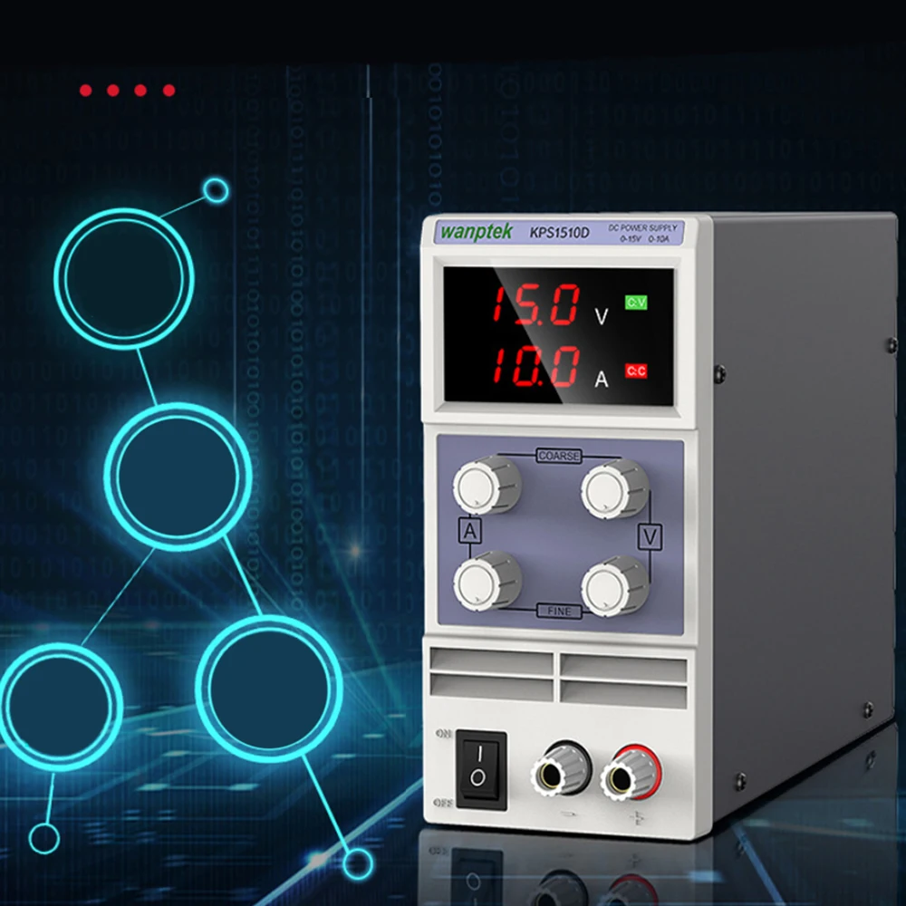 Wanptek KPS1510D Регулируемая переменная Портативный мини-блок питания с переключением постоянного Питание Выход 0-15V 0-10A Поддержка AC110-220V