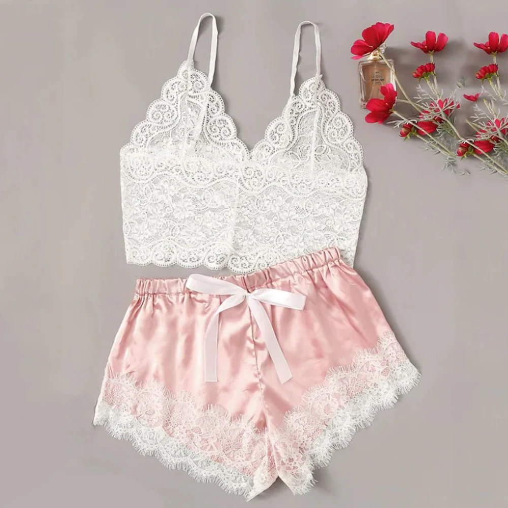 Сексуальное нижнее белье женские пижамы кружевные пятнистые пижамные комплекты